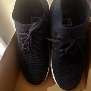 Fitflop Women's Midnight Navy blue High-Top Waffle Knit Sneakers w/Box